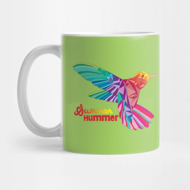 Summer Hummer - Geometric Sunset Colorful Hummingbird by SwitColor